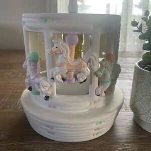 Vintage 90's Ceramic Horse Carousel Nursery Light Fixture